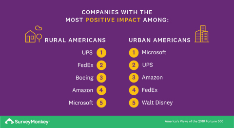Companies With the Most Positive Impact Among Rural and Urban Americans (Graphic: Business Wire)