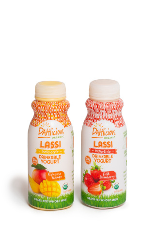 New single-serve lassi drinkable yogurt from DAHlicious in strawberry and mango. Now at Costco. (Photo: Business Wire)