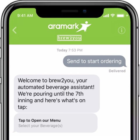 The Philadelphia Phillies and Aramark announced fans in designated sections of Citizens Bank Park will be able to use Apple Business Chat to place orders using their iPhone’s Messages app, to have the menu items delivered directly to their seats, as part of a ground-breaking pilot program. (Graphic: Business Wire)
