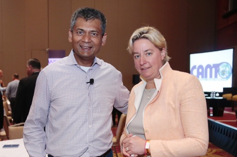 Liberty Latin America CEO Balan Nair with Cable & Wireless CEO Inge Smidts at #CANTO2018 Conference and Trade Exhibition in Panama City on July 23, 2018 (Photo: Business Wire)