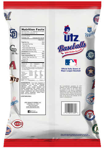 Utz White Cheddar Cheeseballs "Baseballs" - Back of bag (Source: Utz Quality Foods)