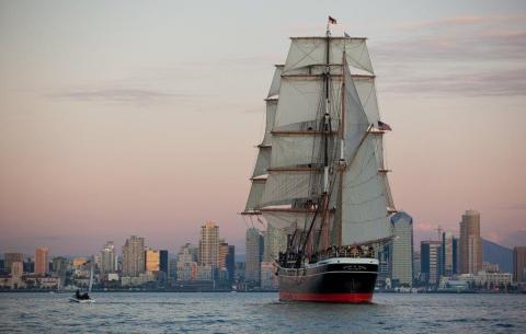 Star of India, once a merchant vessel, immigrant ship, lumber carrier, and now living museum, sailing home to Maritime Museum of San Diego in 2013. (Photo: Ted Walton)