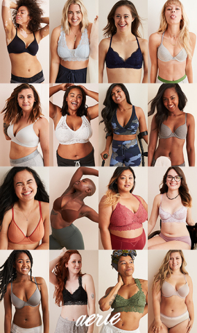 Cast of Aerie Bras Make You Feel Real Good Campaign (Credit: Andrew Buda + Alex Albeck) 