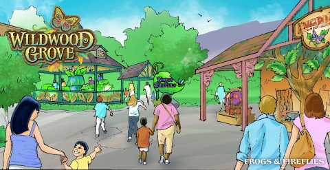 These friendly frogs hop up and down as they chase each other around the lily pad in this ride coming to Dollywood’s new Wildwood Grove. (Graphic: Business Wire)
