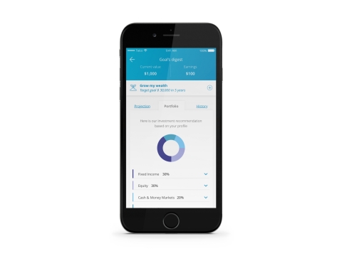 DriveWealth/Bambu’s App interface – Financial goals and portfolio recommendations (Photo: Business Wire)