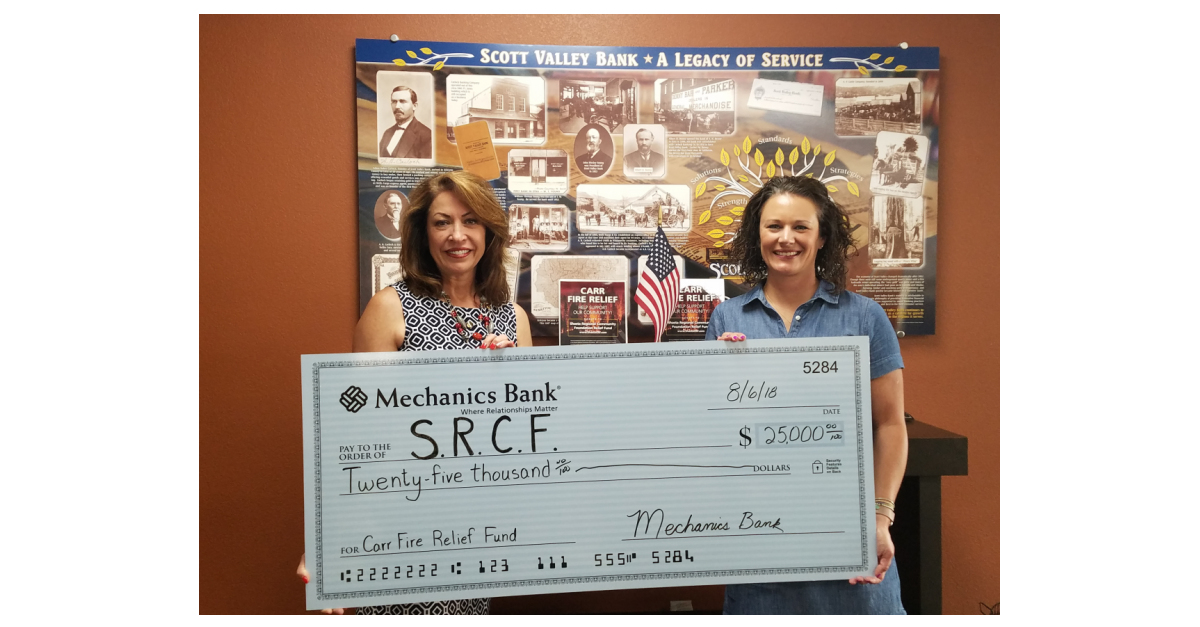 Mechanics Bank Donates $25,000 to Shasta Regional Community Foundation ...