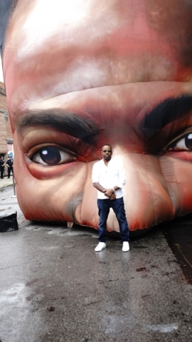 R& B LEGEND BOBBY BROWN CELEBRATES UPCOMING BET BIOPIC "THE BOBBY BROWN STORY" DURING HARLEM WEEK AS HE ATTENDS ART INSTALLATION OF 30 FOOT TALL INFLATABLE REPLICA OF SINGER’S HEAD (Photo: Business Wire)