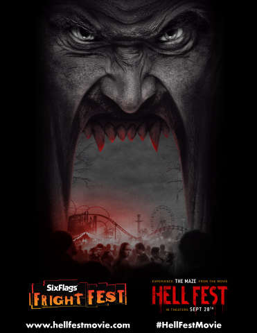 Dare to enter the maze from the movie Hell Fest, in theaters Sept 28th, during Fright Fest, at Six Flags Magic Mountain, Six Flags Great Adventure and Six Flag Great America. (Photo: Business Wire)