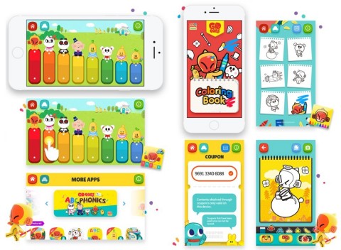 COSCOI, an animation character development and digital contents company in Korea, released two smart edutainment apps for kids 'Go East! Coloring' and 'Go East! Xylophone,' developed as part of 'COSCOI Friends' series using Go East, its typical intellectual property in animation. (Graphic: Business Wire)