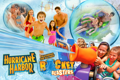 Six Flags Great Escape waterpark will debut new rides, new theming and a new name. New water rides transform waterpark to Hurricane Harbor in 2019. (Graphic: Business Wire)