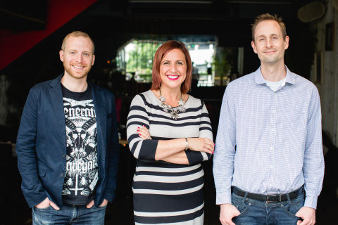 Phrasee founders Parry Malm, Victoria Peppiatt & Dr Neil Yager (L-R) (Photo: Business Wire)