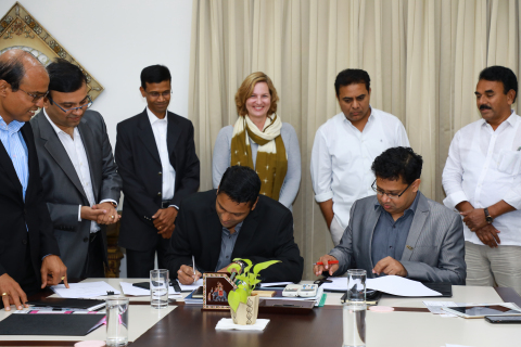 FirstBuild and T-Works sign a Memorandum of Understanding (MOU) on Sept. 11 in the presence of Sri K ... 