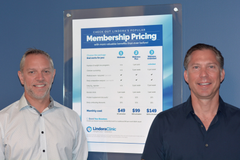John Tangredi, VP, Operations at Lindora, and Will Righeimer, CEO at Lindora, have lead the introduction of Lindora’s subscription membership program which is driving dramatic growth for the weight loss and wellness company. (Photo: Business Wire)
