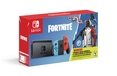 On Oct. 5, a new Nintendo Switch bundle featuring special items from the game rockets into stores at a suggested retail price of $299.99. The Nintendo Switch: Fortnite – Double Helix Bundle includes a Nintendo Switch system, 1,000 V-bucks (in-game Fortnite currency) and the Double Helix Set, consisting of a unique Character Outfit, Back Bling, Glider and Pickaxe. (Photo: Business Wire)