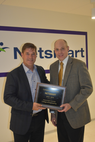 Netsmart CEO Mike Valentine and Dean of the College of Engineering at Kansas State University Darren ... 