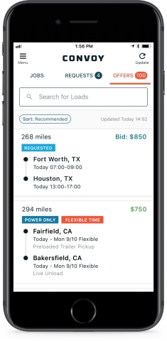 Convoy carrier app - Load Offers (Photo: Business Wire)