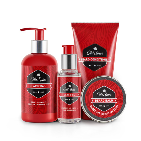 Available exclusively on Amazon.com, new Old Spice Beard Collection includes Beard Wash, Beard Conditioner, Beard Oil and Beard Balm and is designed to give guys the glorious beard - and confidence - they need to succeed. (Photo: Business Wire)
