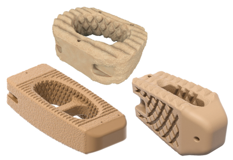 Series of Fortilink interbody fusion devices featuring TETRAfuse 3D Technology (From top, clockwise: ... 