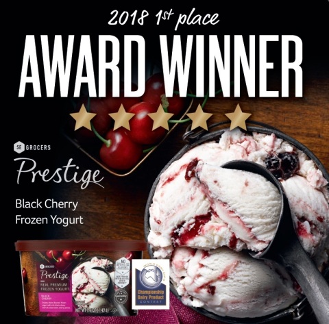 Southeastern Grocers received high honors from the World Dairy Expo and won awards for seven of its private label products, including first place for Prestige Black Cherry Frozen Yogurt. (Photo: Business Wire)