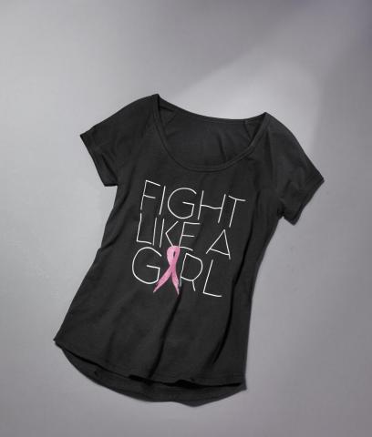 Throughout Breast Cancer Awareness Month, Macy’s will give shoppers the opportunity to give back by donating change to benefit the Breast Cancer Research Foundation and shopping motivational product that gives back at macys.com/pinkshop; Ideology Fight Like A Girl Breast Cancer Research Foundation T-Shirt, Created for Macy's, $29.50; macys.com/pink (Photo: Business Wire)