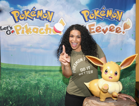 Multi-platinum recording artist, actress, and self-proclaimed Pokémon fan Jordin Sparks celebrated the Pokémon: Let's Go, Pikachu! and Pokémon: Let's Go, Eevee! games for the Nintendo Switch system while attending the tour kick-off event on Sept. 29, 2018, in Los Angeles. (Photo: Business Wire)