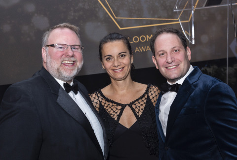 Clarissa Desjardins, recipient of the 2018 Bloom Burton Award, pictured with Jolyon Burton (left) an ... 