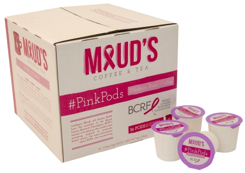Intelligent Blends has launched a year-long "coffee with a cause" campaign with the introduction of #PinkPods, a new variety in the Maud's Coffee & Tea's line, in partnership with the Breast Cancer Research Foundation. (Photo: Business Wire)