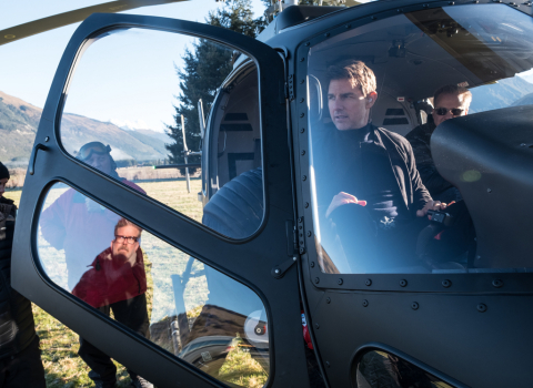 Director Christopher McQuarrie and Tom Cruise on the set of MISSION: IMPOSSIBLE - FALLOUT, arriving  ... 