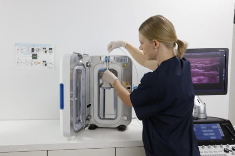 Nanosonics’ trophon®2 High Level Disinfection System with surface ultrasound probe being placed in s ... 