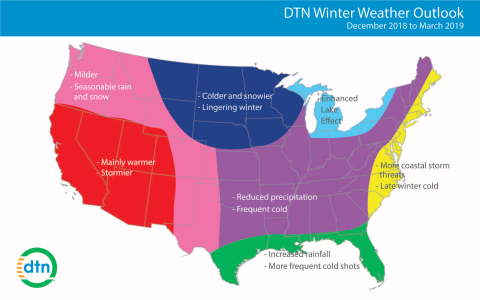 Winter weather outlook from DTN. (Graphic: Business Wire)