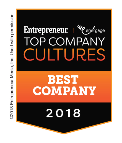 Cohesity Ranked Eighth on 2018 Top Company Cultures List Presented by Entrepreneur and Energage (Graphic: Business Wire)