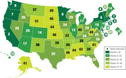2018 ACEEE State Scorecard US Map (Graphic: Business Wire)