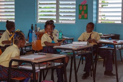 Students happy to be back in the classrooms at the Paix Bouche Primary & Pre-School (Photo: Business ... 