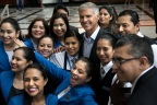 Hilton President & CEO Chris Nassetta with Team Members. (Photo: Business Wire)