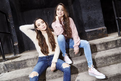 Twin sisters Veronica and Vanessa Merrell to promote new American Eagle Ne(X)t Level jeans made with ... 