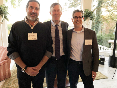 Luna Gourmet Coffee & Tea Company founders Douglass and Jason Barrow with Gov. John Hickenlooper at  ... 