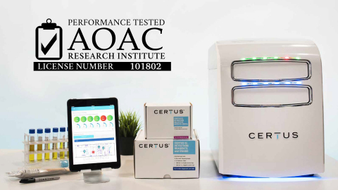 The CERTUS System for accurate and rapid pathogen detection has achieved AOAC Performance Tested℠ certification (101802). (Photo: Business Wire)