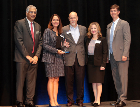 FHLB Dallas awarded Texas Capital Bank with the 2018 CARE Award for their commitment to community investment at the FHLB Dallas Annual Conference last week. From left: Sanjay Bhasin, president and CEO, FHLB Dallas; Jennifer Leighton-Guzman, vice president of Community Development, Texas Capital Bank; Mark Frears, EVP and director of Funds Management and Investments, Texas Capital Bank; Michelle George, AVP, Community Relations manager; and Greg Hettrick, first vice president and director of Community Investment, FHLB Dallas. (Photo: Business Wire)