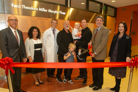 Attached is a photo from last night’s floor dedication ceremony. Pictured L-R: Alan Wayne, MD; Araz Marachelian, MD; James Stein, MD; Ryan Murphy and son Logan; David Miller and son Ford; CHLA President and CEO Paul Viviano; CHLA Sr VP and chief development officer Alexandra Carter. (Photo Credit: Keats Elliott)