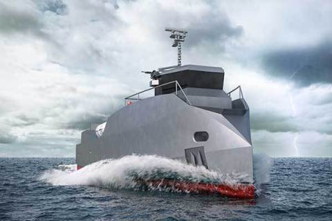 Le LCX de CNIM est un navire enradiable au service des Forces Navales spécialisées dans la reconnaissance, la préparation et réalisation d’opérations maritimes et amphibies depuis un navire mère. Copyright CNIM