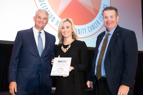 Left to right: Tom A. Gallo, MS, MDA, ACCC President (Executive Director, Virginia Cancer Institute); Lindsey B. Amerine, PharmD, MS, BCPS, Associate Director of Pharmacy, University of North Carolina, North Carolina Cancer Hospital; and Christian G. Downs, MHA, JD, ACCC Executive Director (Oct 2018) (Photo: Business Wire)