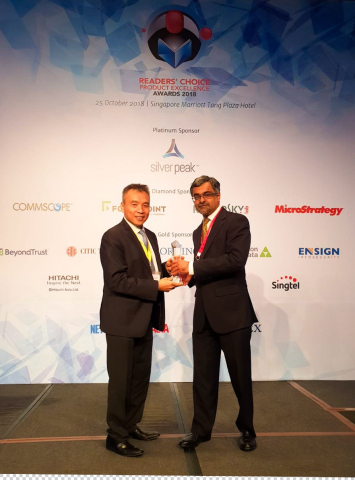 MicroStrategy Accepting the NetworkWorld Asia 2018 Readers' Choice Product Excellence Award (Photo: Business Wire)