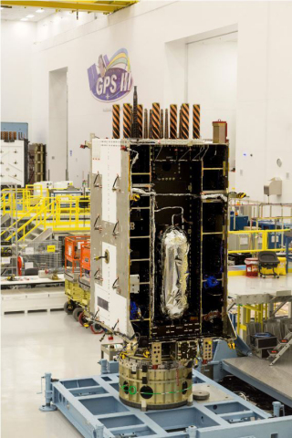 Lockheed Martin’s fourth GPS III satellite, GPS III SV04, (pictured here) is a fully integrated spac ... 