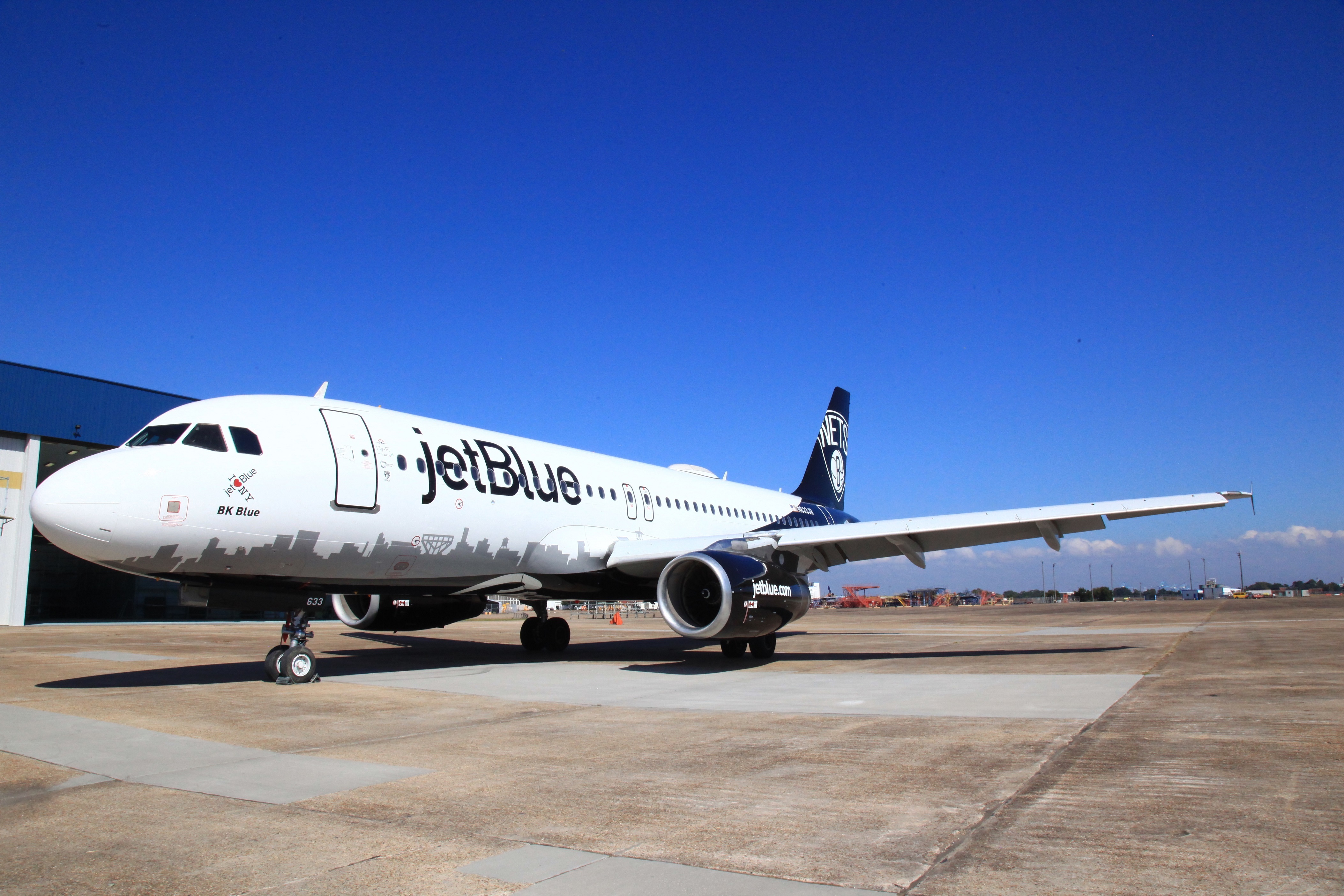 JetBlue's NY Jets A320 new paint scheme  The JetBlue New York Jets A320  just got a fresh new paint job & we were one of the first airports to see  it.