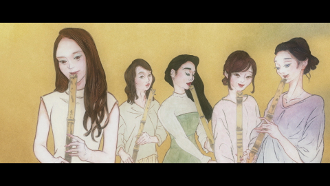 The unique animated video for "Jupiter" by Bamboo Flute Orchestra features animated likenesses of the five group members created by artist Rina Matsudaira (Graphic: Business Wire)