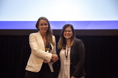 Angela Selden, CEO of DIGARC (Left) accepting the Ellucian 