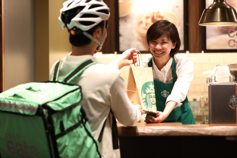 Beginning November 9, Starbucks will launch its partnership with Uber Eats Japan to deliver Starbucks beverage and food items direct to customers. The pilot program will begin in six stores - located in Tokyo, Shinjuku and Roppongi - with plans to scale in the next two years. (Photo: Business Wire)