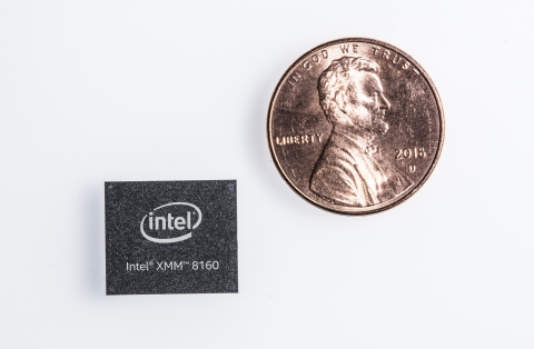 The Intel XMM 8160 5G modem will offer very clear improvements in power, size and scalability in a package that will be smaller than a U.S. penny. It will be released in the second half of 2019, and it will support the new standard for 5G New Radio (NR) standalone (SA) and non-standalone (NSA) modes as well as 4G, 3G and 2G legacy radios in a single chipset. (Credit: Intel Corporation)