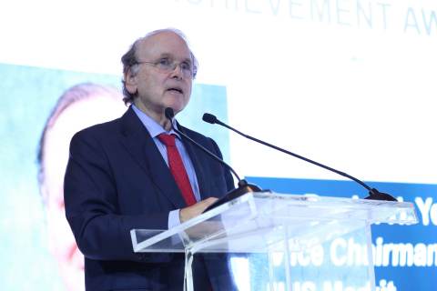 Daniel Yergin, vice chairman, IHS Markit, delivers remarks upon being awarded the first Lifetime Achievement Award by the Bilateral U.S.-Arab Chamber of Commerce in Abu Dhabi. Photo credit: Bilateral U.S.-Arab Chamber of Commerce