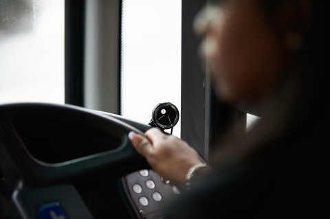 The Mobileye system’s "eyewatch" sends visual and audible alerts that enable critical reaction time for drivers and allows them to prevent or mitigate collisions. Abellio London, a London bus operator, has launched a trial of safety technology from Intel's Mobileye. (Source: Kevin Murphy/Intel Corporation)